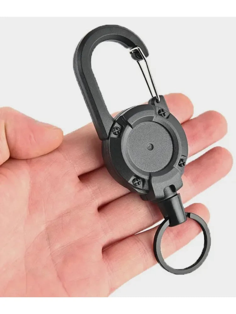 Retractable Keychain with Carabiner & Steel Cable