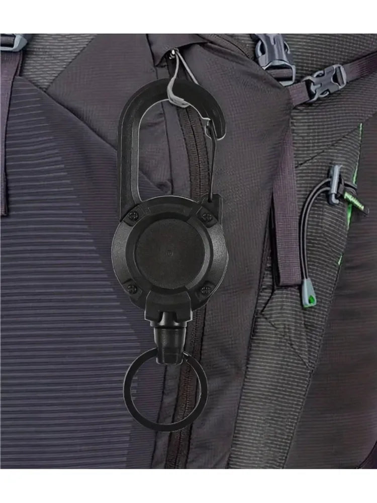 Retractable Keychain with Carabiner & Steel Cable