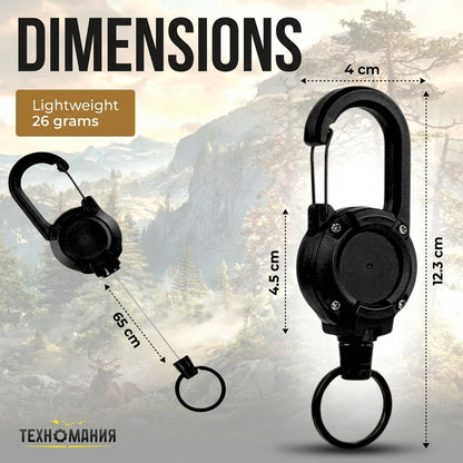 Retractable Keychain with Carabiner & Steel Cable